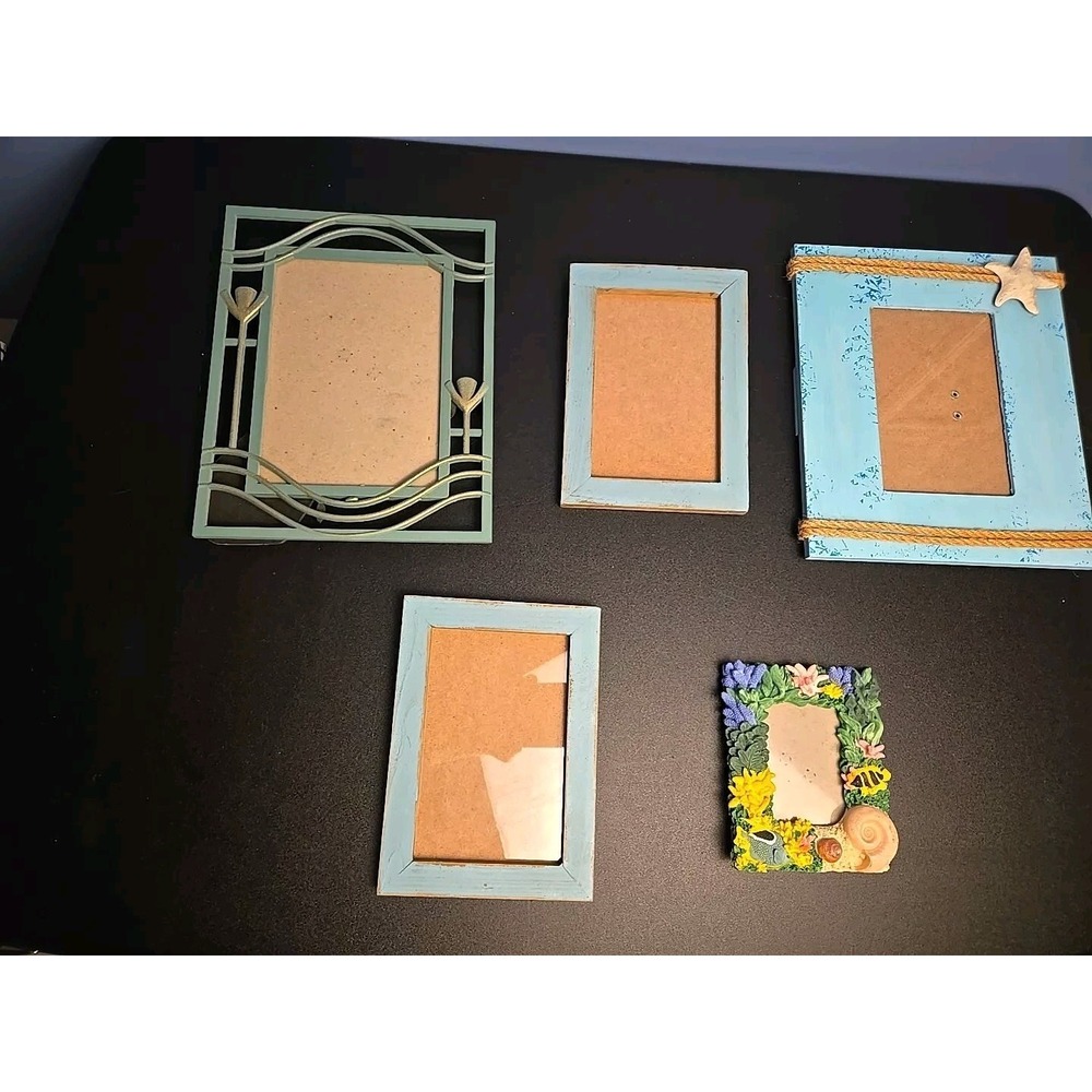 Assortment Of Blue Picture Frames Lot Of 5 Aqua Ocean Sea